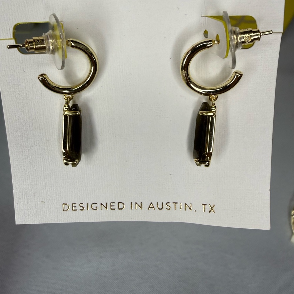 Kendra Scott Gold and Black Drop Hoop Earrings -“Indie” Collection